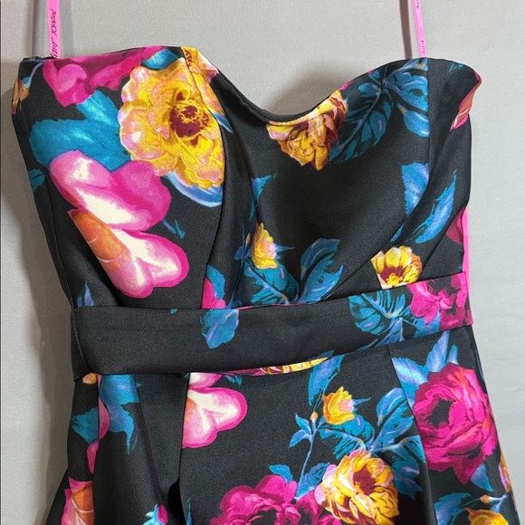 Betsey Johnson Strapless Floral Dress - Black and Pink - Picture 8 of 11